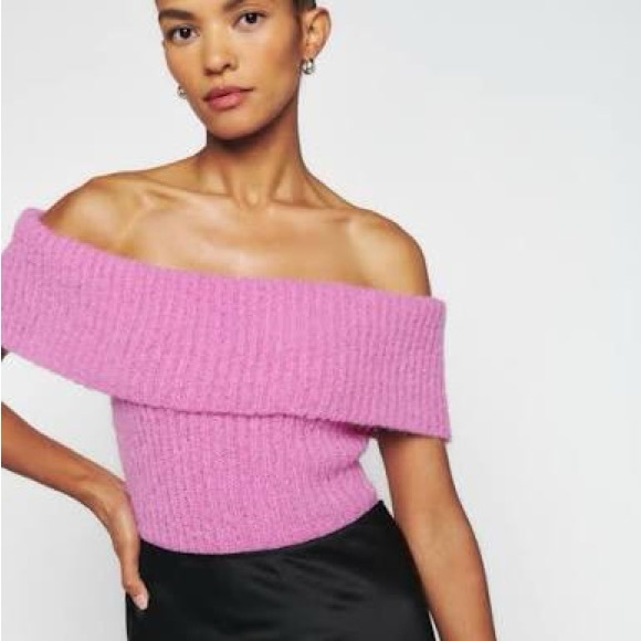Reformation Sweaters - SOLD Reformation Pink Off-Shoulder Sweater